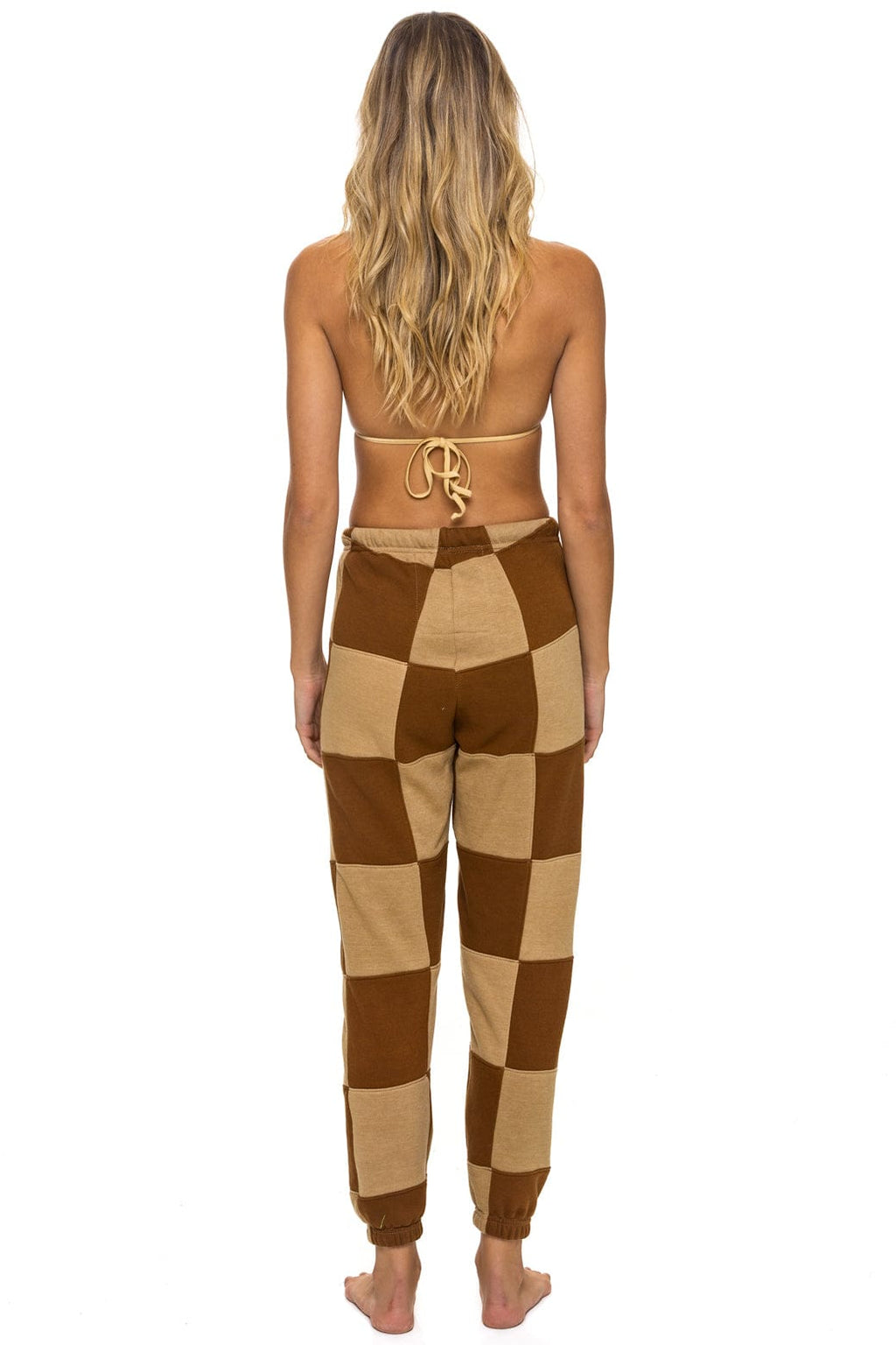 Classic CHECK QUILTED SWEATPANTS - TAN CINNAMON