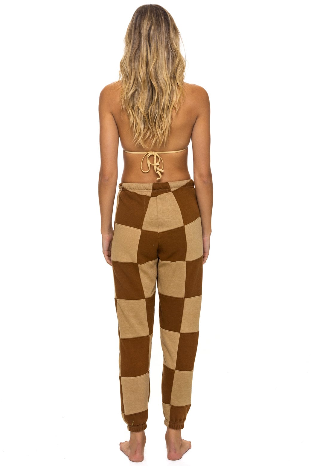 Classic CHECK QUILTED SWEATPANTS - TAN CINNAMON