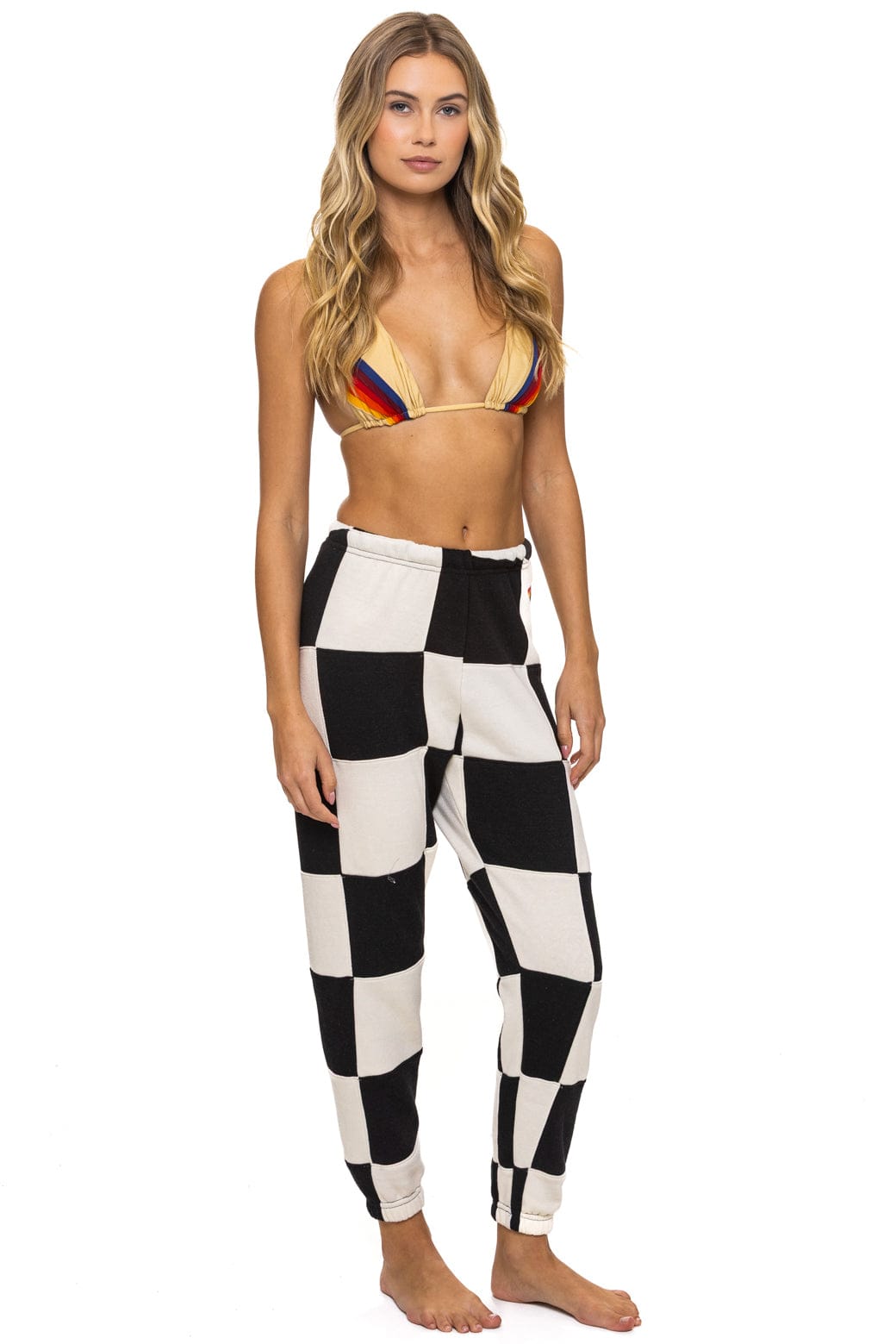 Classic CHECK QUILTED SWEATPANTS - VINTAGE WHITE BLACK