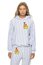Classic LOS ANGELES DODGERS PINSTRIPE 2026 RELAXED PULLOVER HOODIE - WHITE BLUE