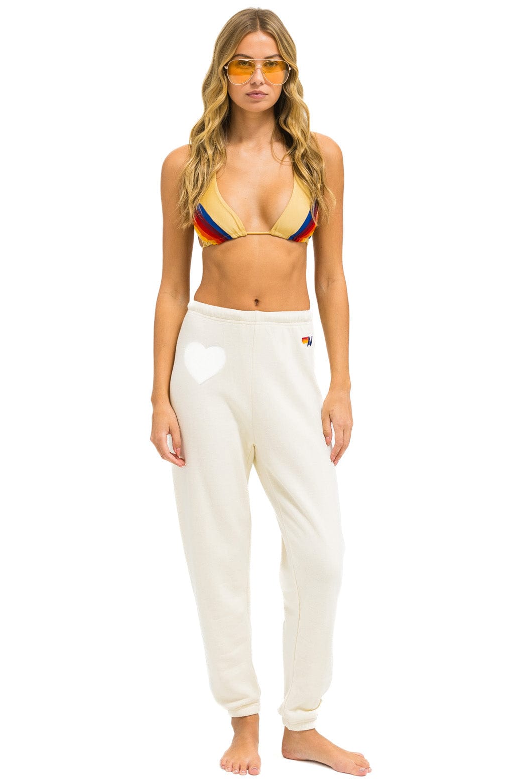 Classic GLITTER HEART SWEATPANTS - VINTAGE WHITE SILVER