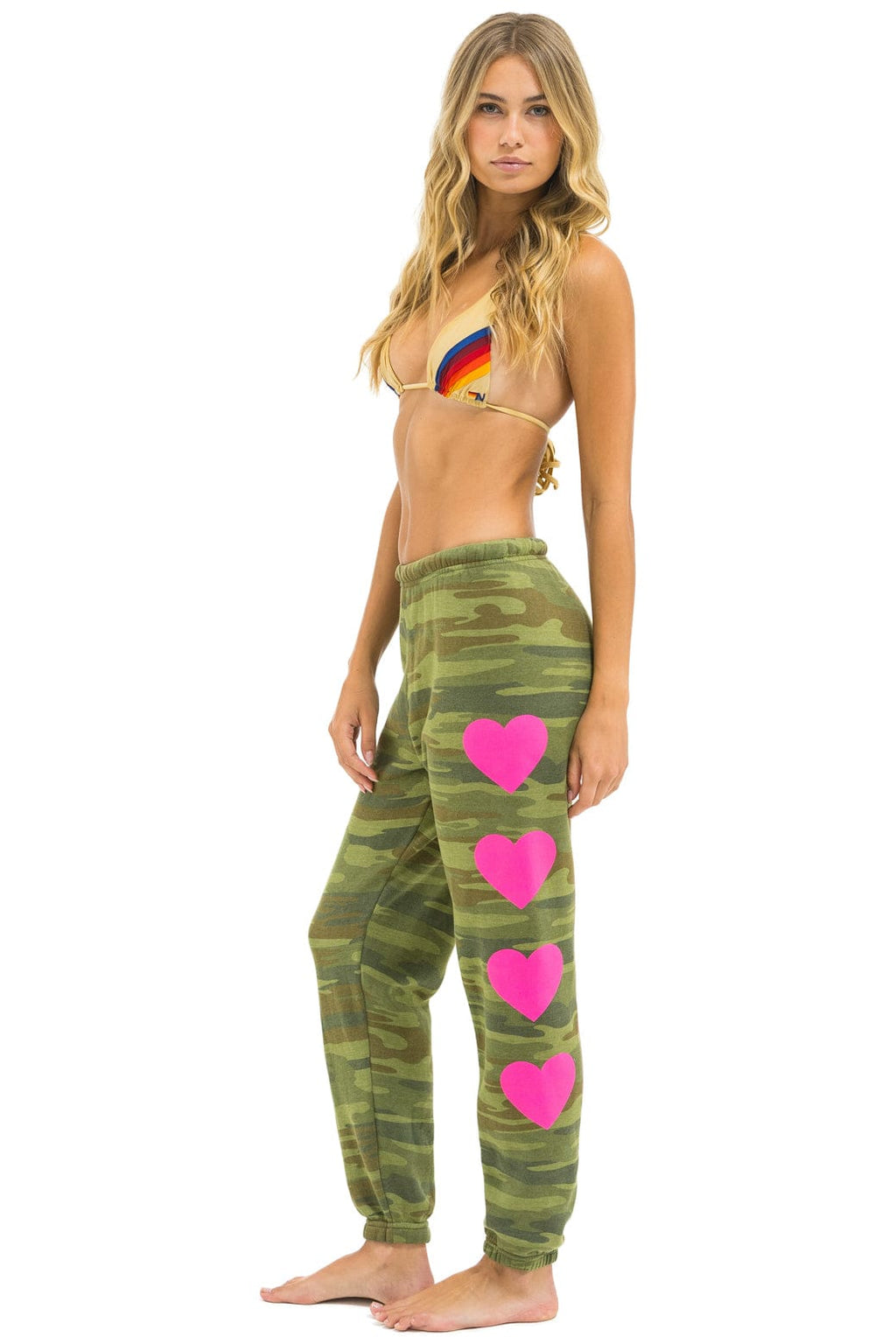 Classic HEART 4 SWEATPANTS - CAMO NEON PINK