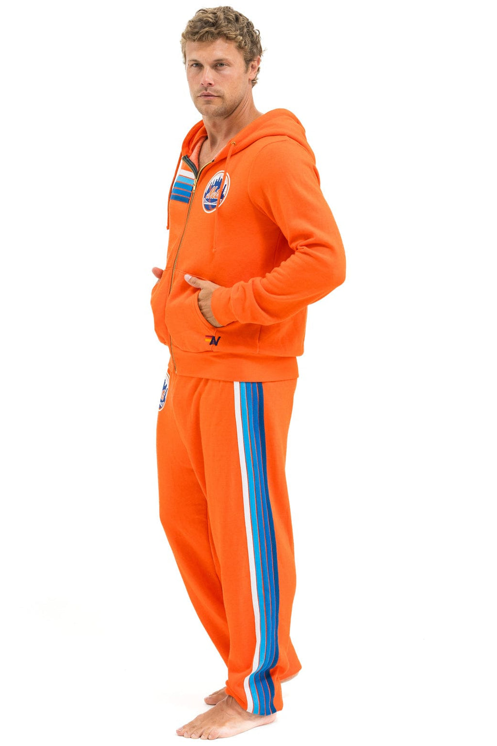 Classic NY METS 5 STRIPE UNISEX SWEATPANTS - ORANGE BLUE