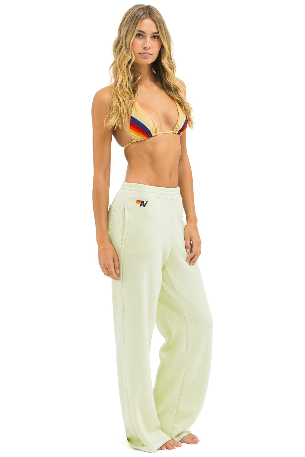 Classic WIDE LEG POCKET SWEATPANTS - LIME CREAM