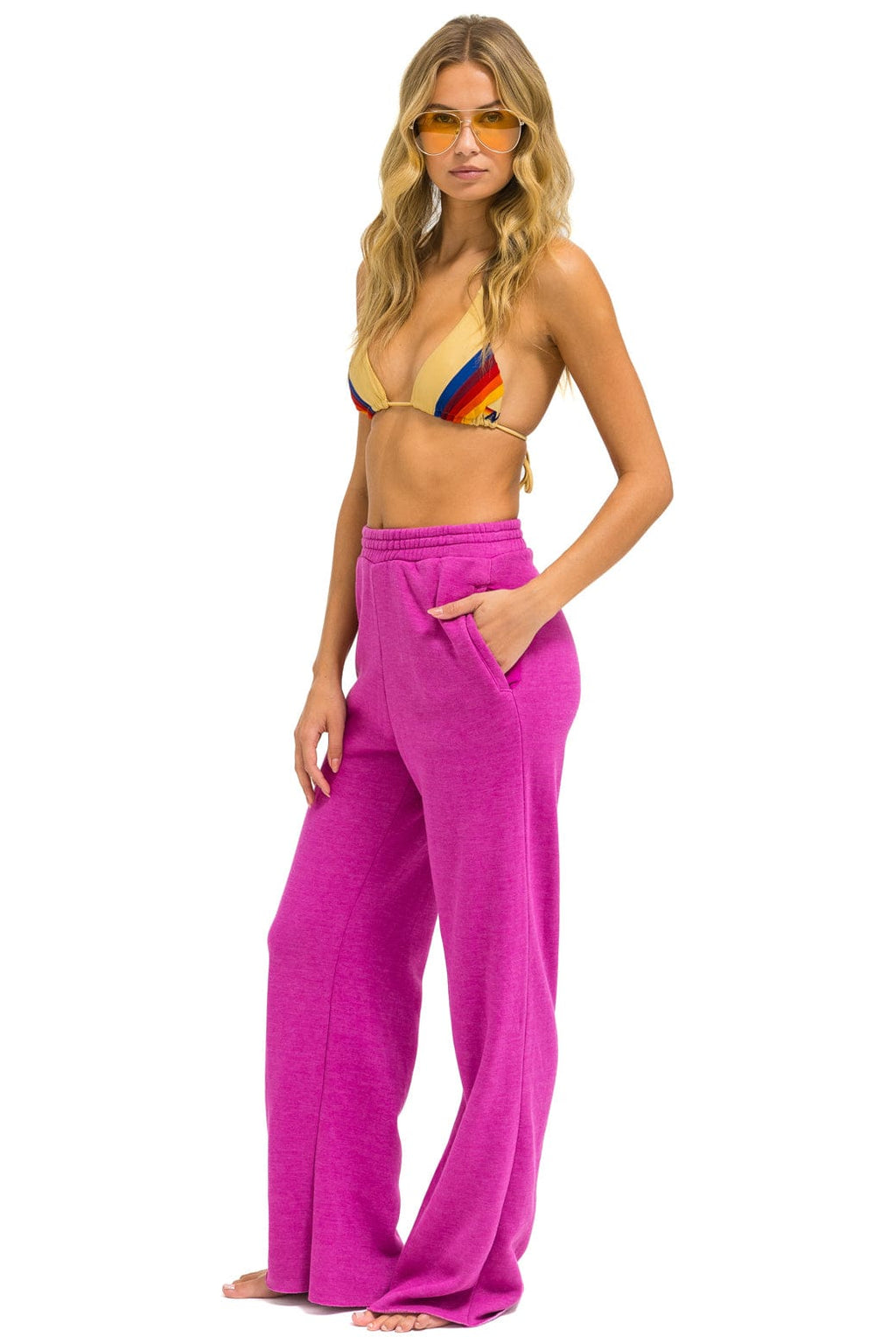 Classic WIDE LEG POCKET SWEATPANTS - MAGENTA