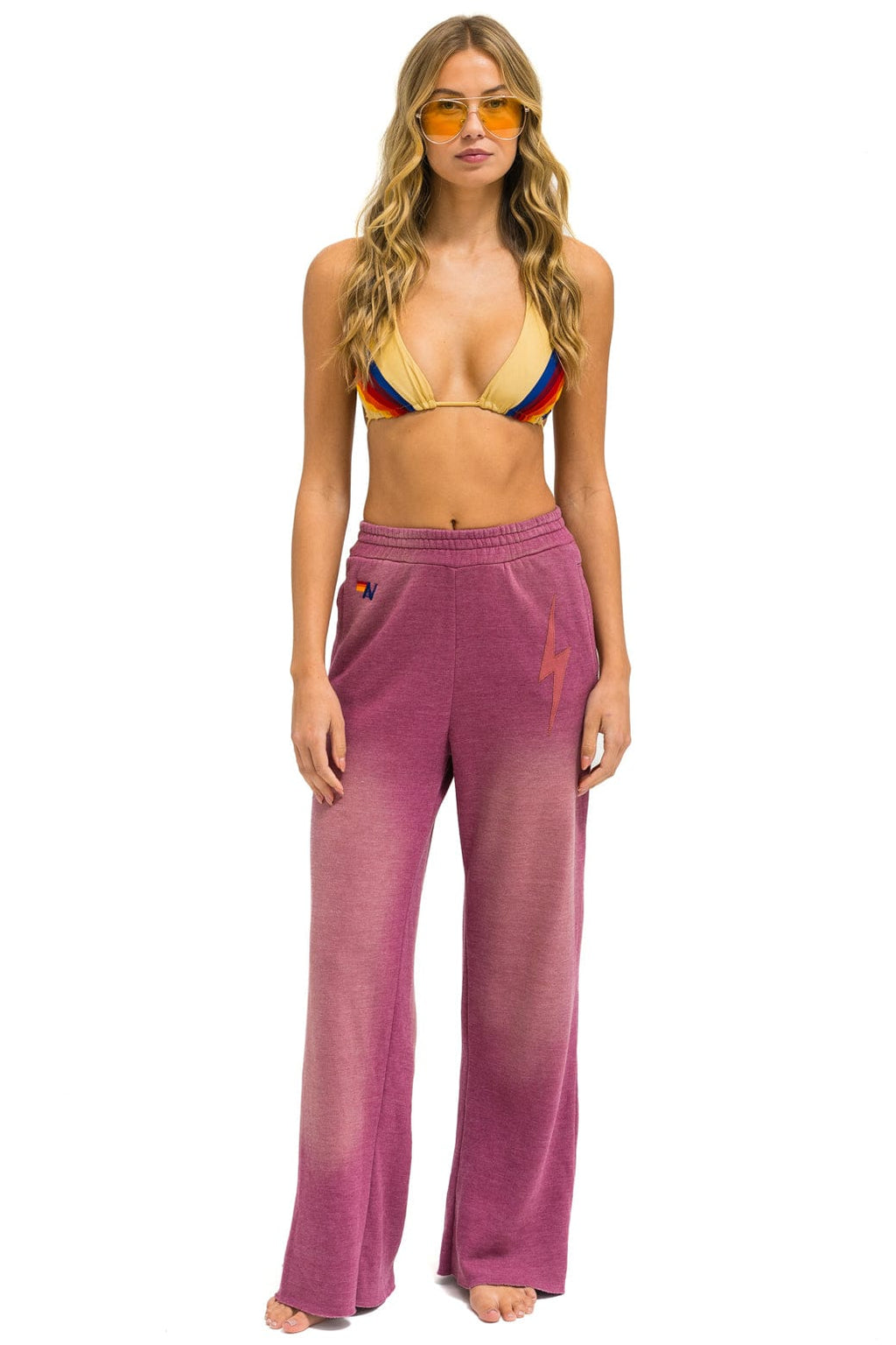 Classic BOLT STITCH WIDE LEG POCKET SWEATPANTS - FADED BERRY
