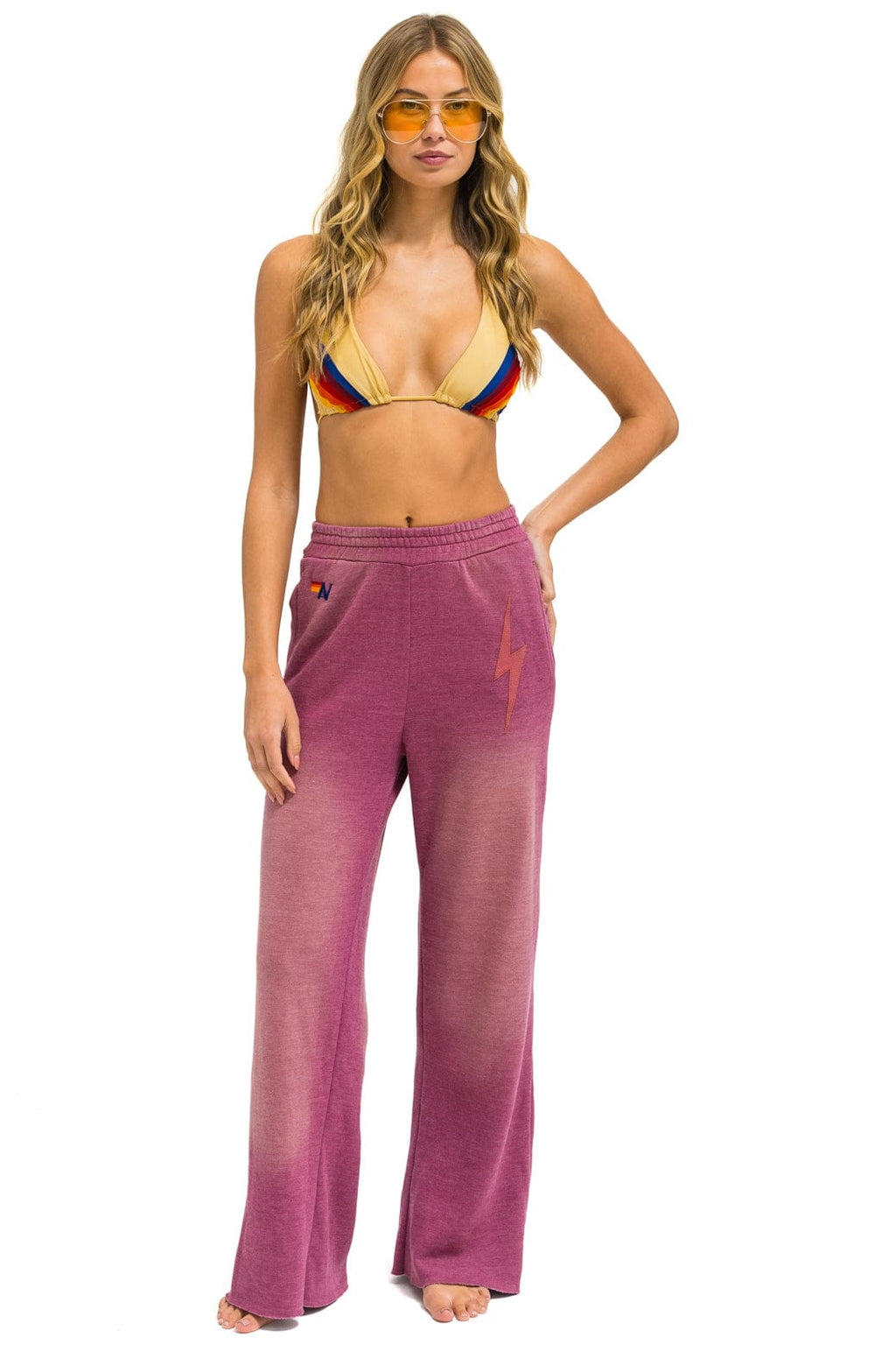 Classic BOLT STITCH WIDE LEG POCKET SWEATPANTS - FADED BERRY