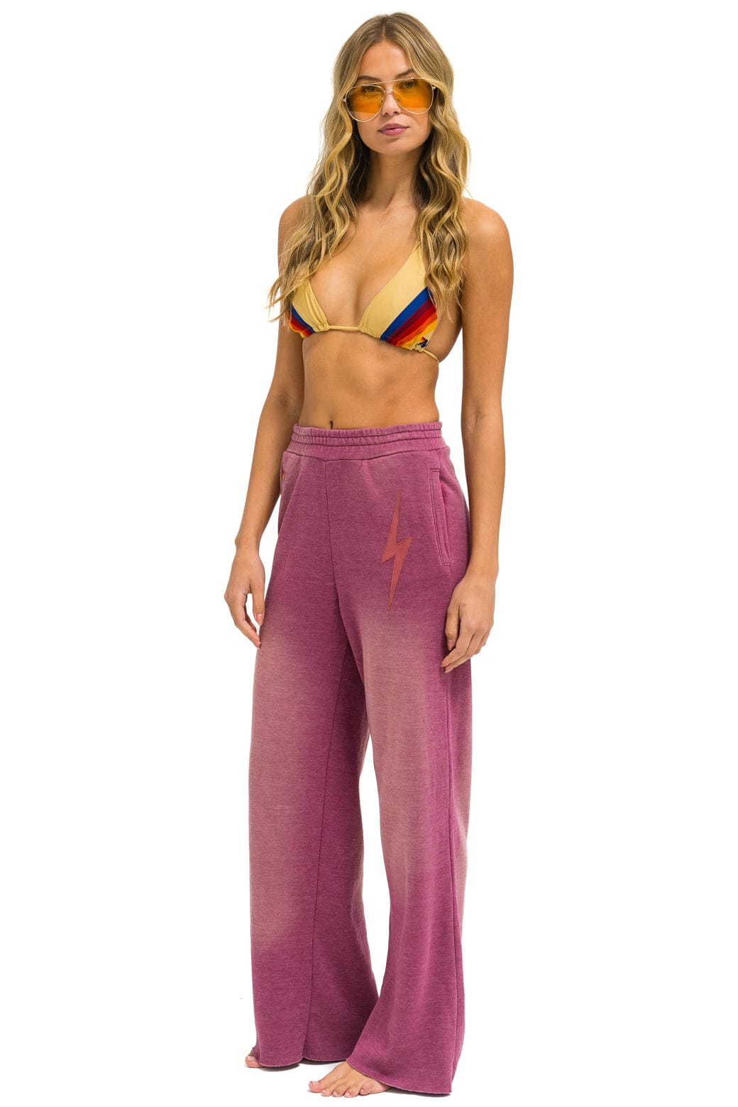 Classic BOLT STITCH WIDE LEG POCKET SWEATPANTS - FADED BERRY