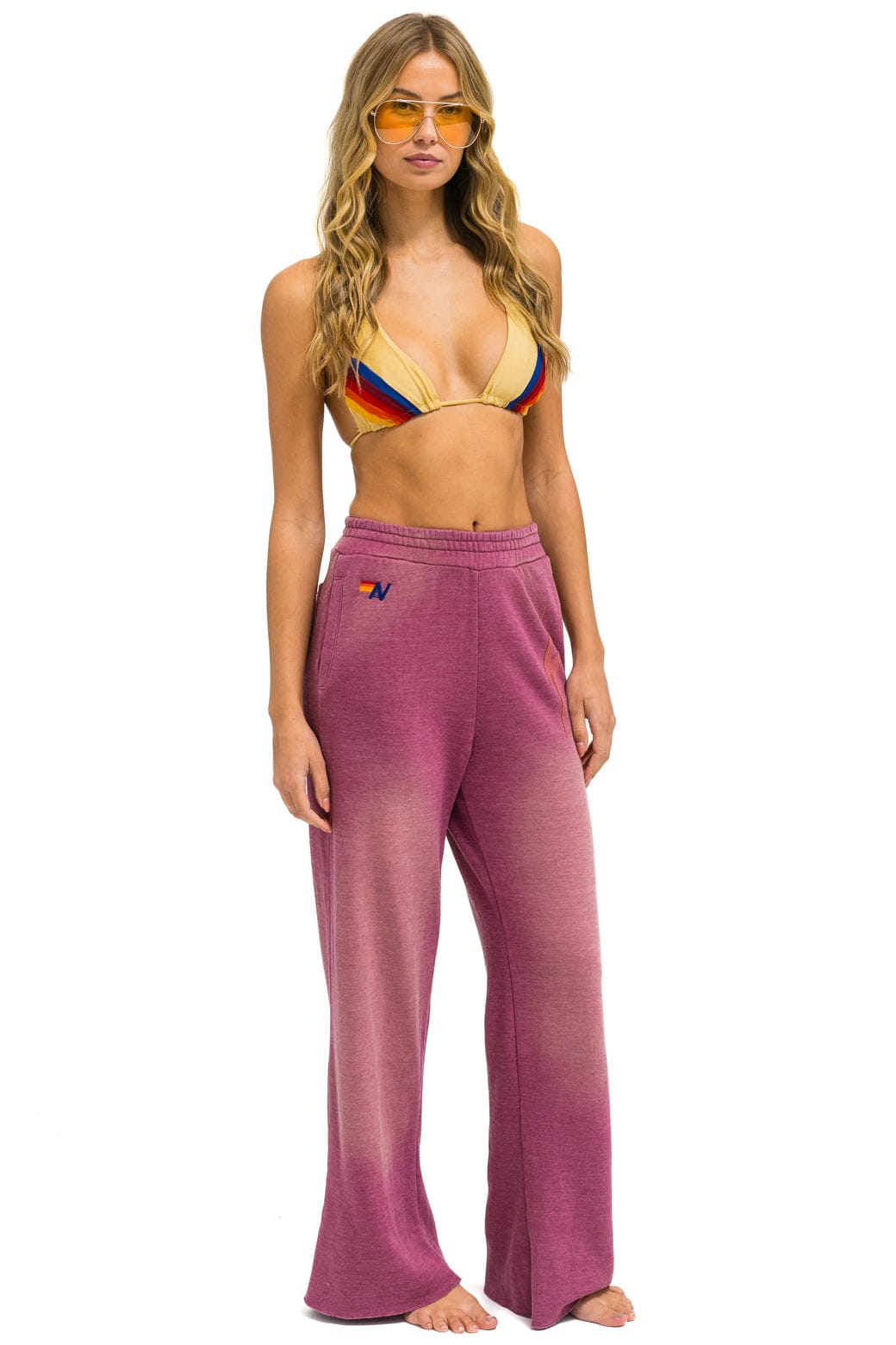 Classic BOLT STITCH WIDE LEG POCKET SWEATPANTS - FADED BERRY