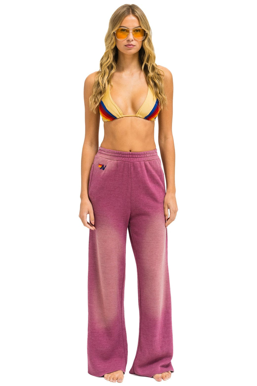 Classic ESSENTIAL WIDE LEG POCKET SWEATPANTS - FADED BERRY
