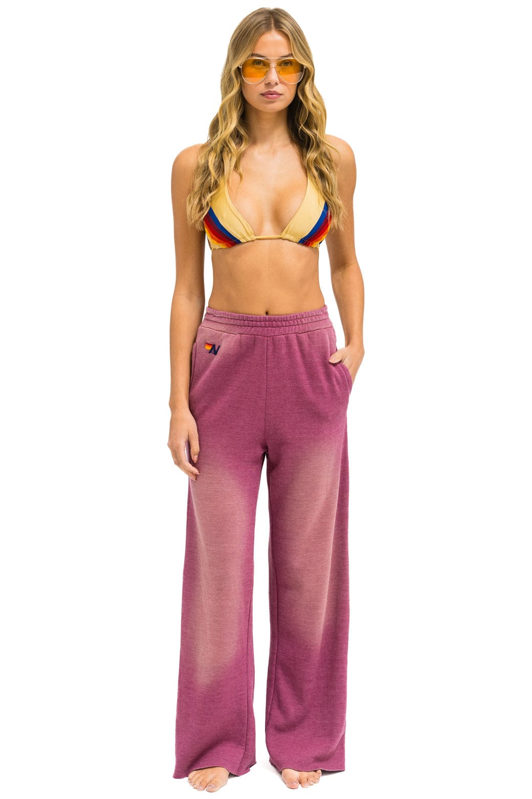 Classic ESSENTIAL WIDE LEG POCKET SWEATPANTS - FADED BERRY