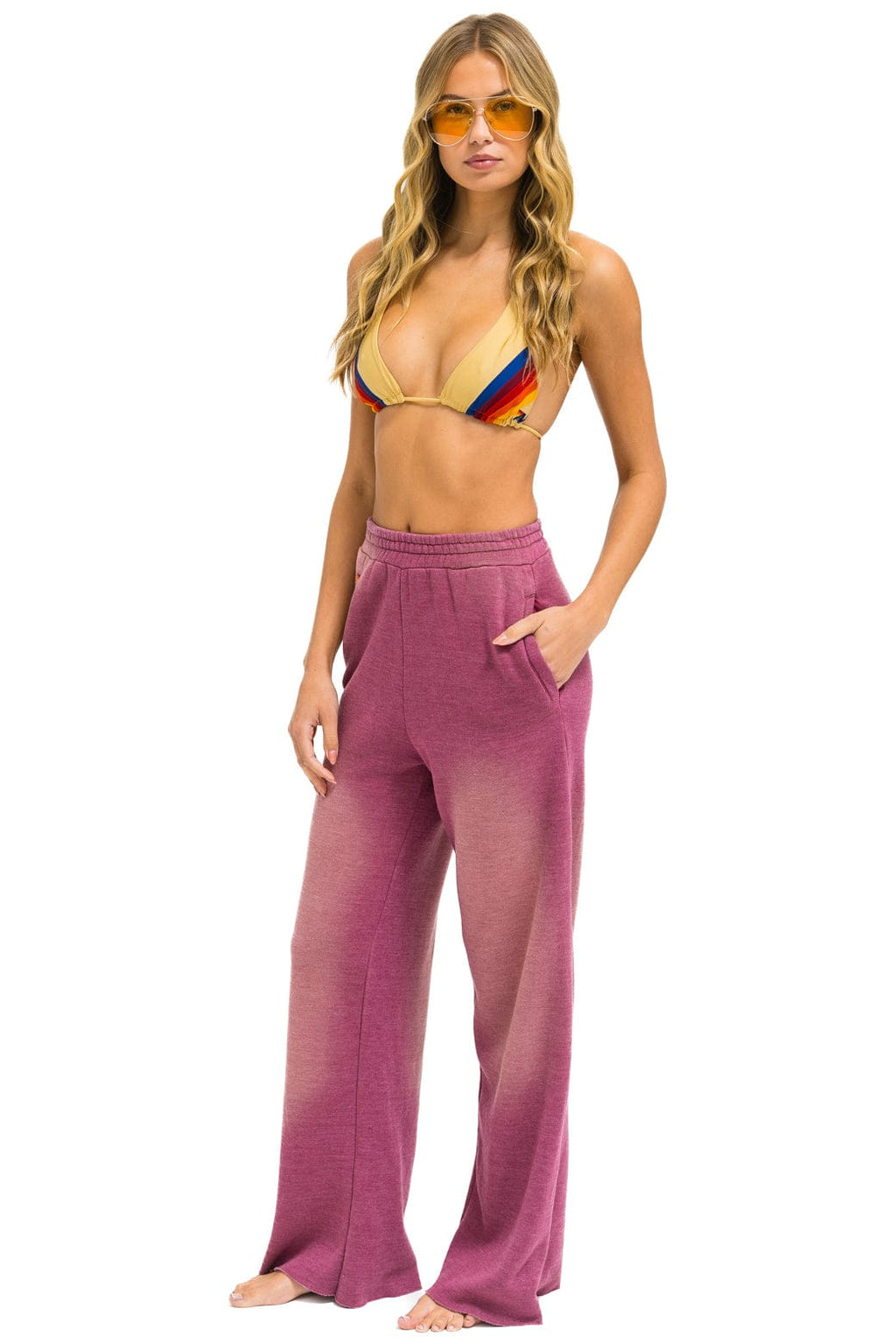 Classic ESSENTIAL WIDE LEG POCKET SWEATPANTS - FADED BERRY