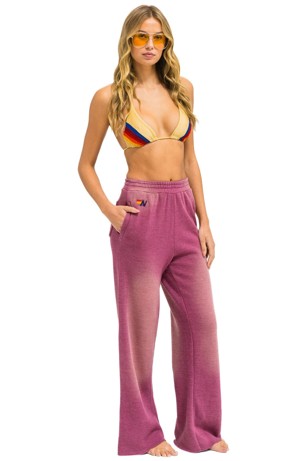 Classic ESSENTIAL WIDE LEG POCKET SWEATPANTS - FADED BERRY