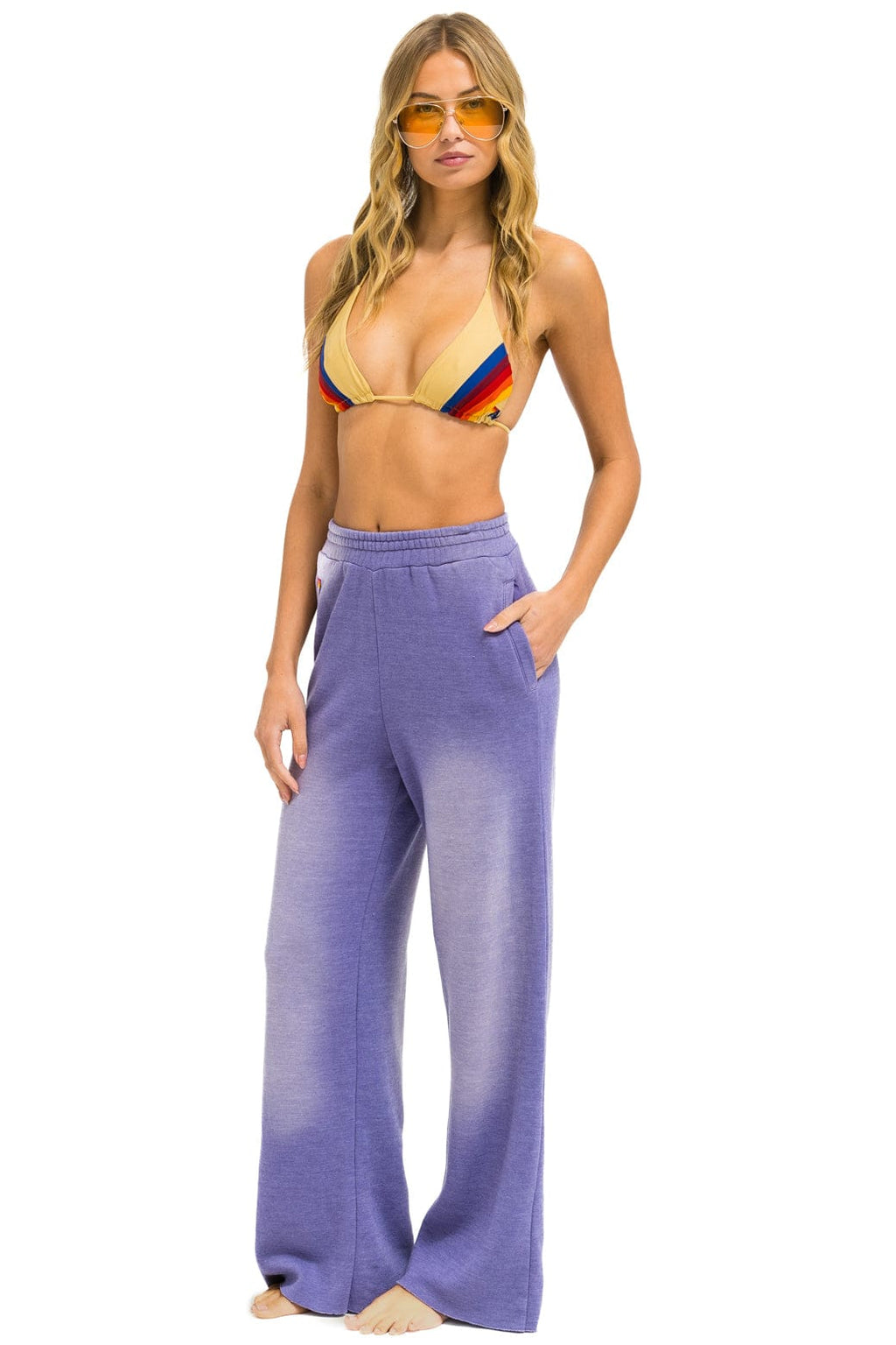 Classic ESSENTIAL WIDE LEG POCKET SWEATPANTS - FADED GRAPE