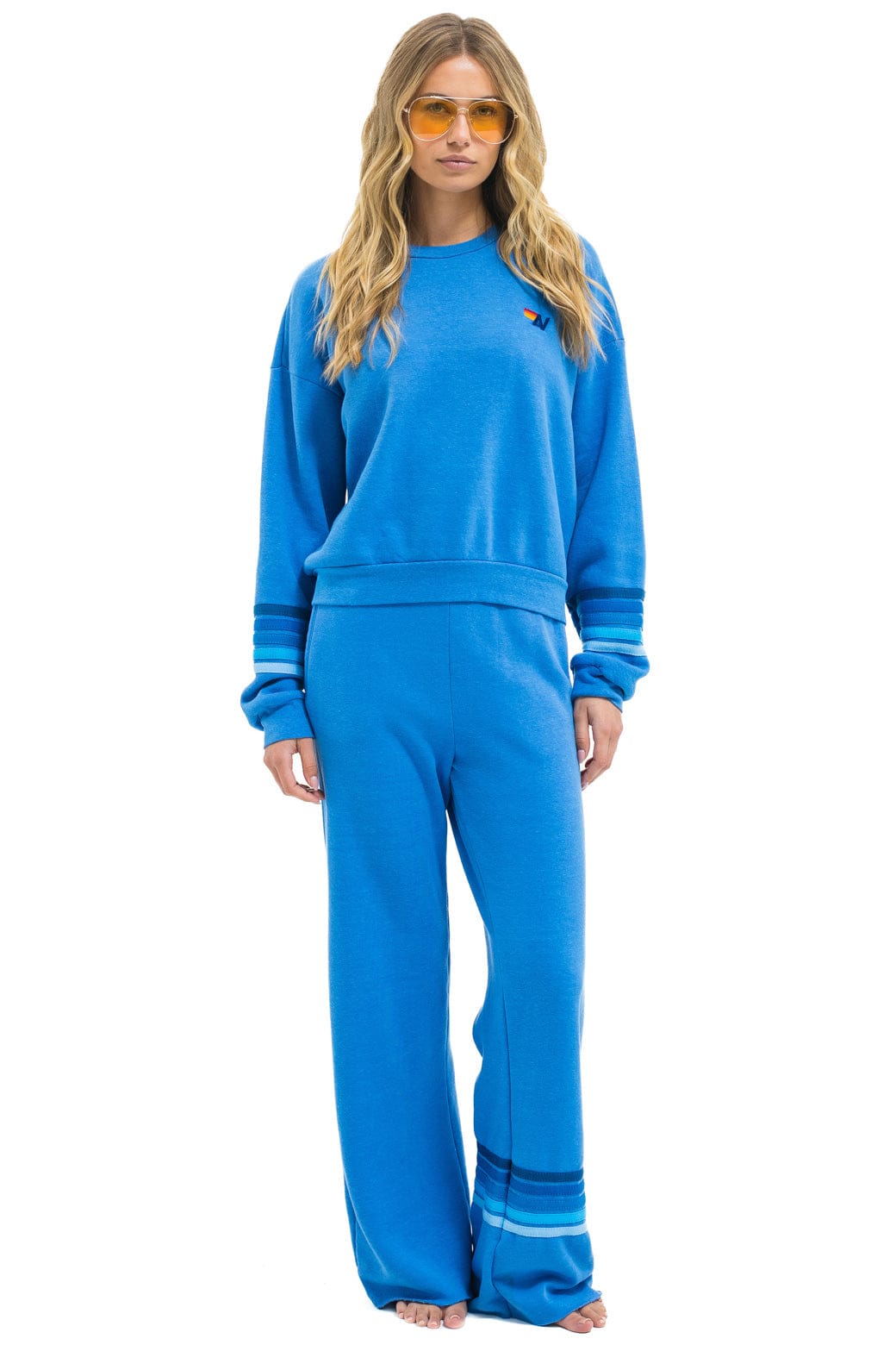 Classic RUGBY STITCH WIDE LEG POCKET SWEATPANTS - COBALT BLUE