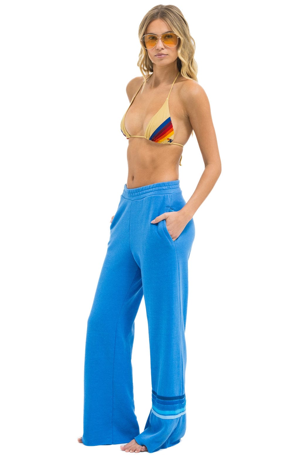 Classic RUGBY STITCH WIDE LEG POCKET SWEATPANTS - COBALT BLUE