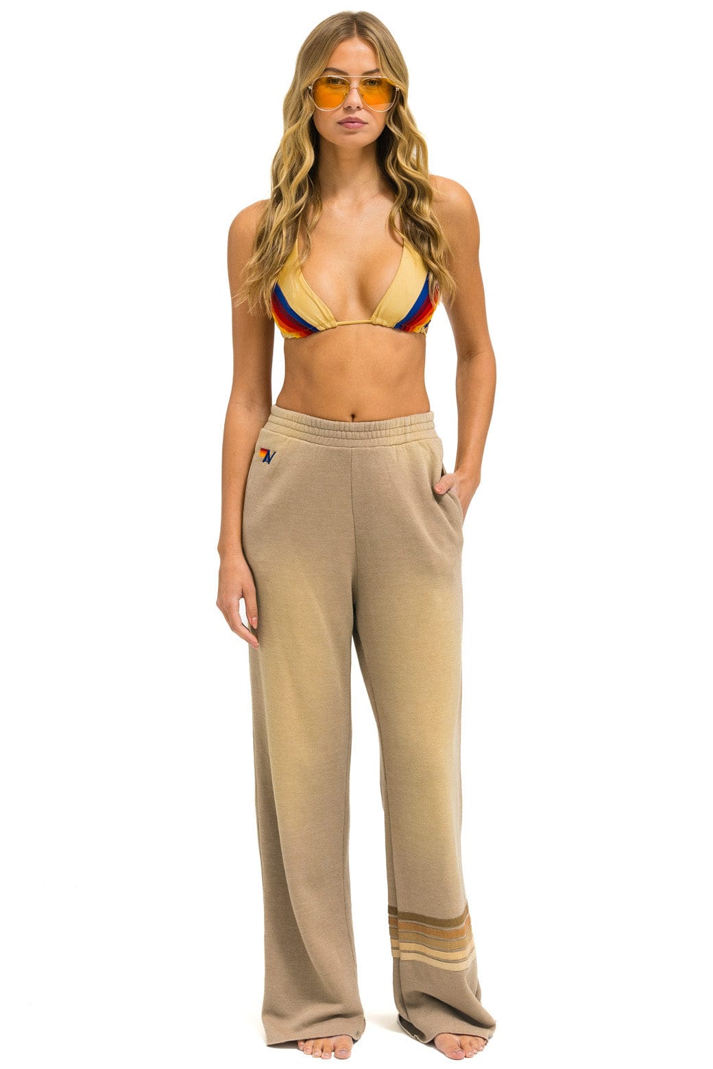 Classic RUGBY STITCH WIDE LEG POCKET SWEATPANTS - FADED TAN