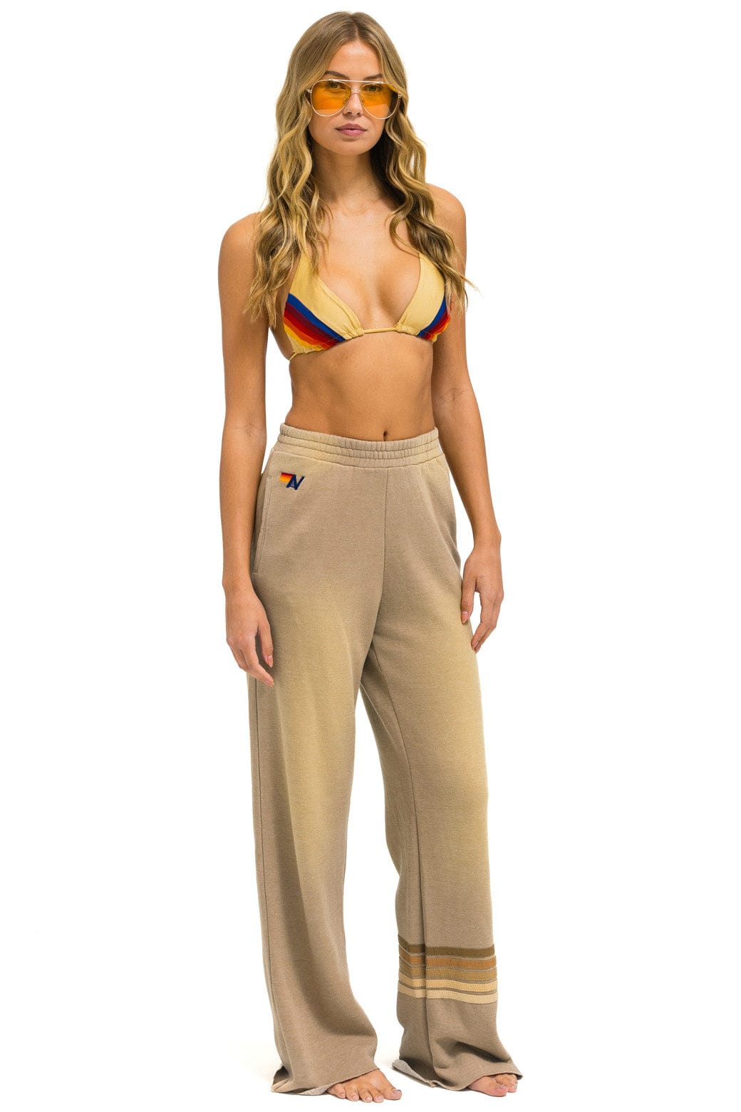Classic RUGBY STITCH WIDE LEG POCKET SWEATPANTS - FADED TAN