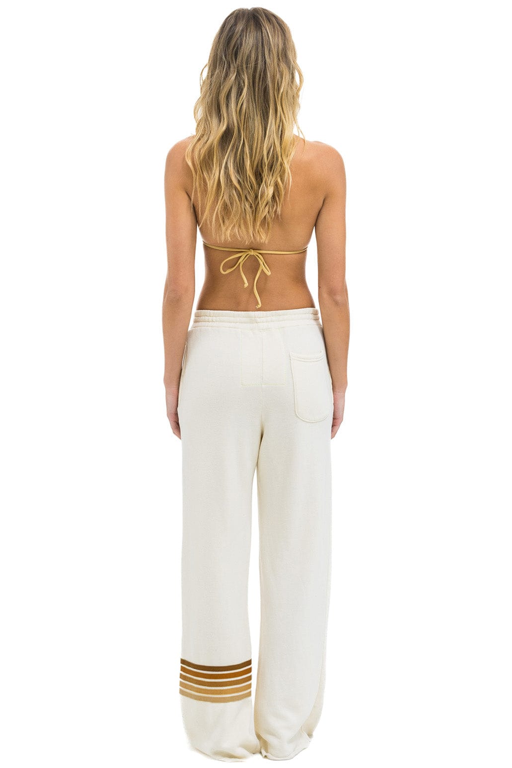 Classic RUGBY STITCH WIDE LEG POCKET SWEATPANTS - VINTAGE WHITE BROWN