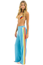 Classic 5 STRIPE WIDE LEG POCKET SWEATPANTS - AQUA WHITE NEON