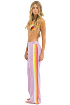 Classic 5 STRIPE WIDE LEG POCKET SWEATPANTS - MAUVE WHITE NEON