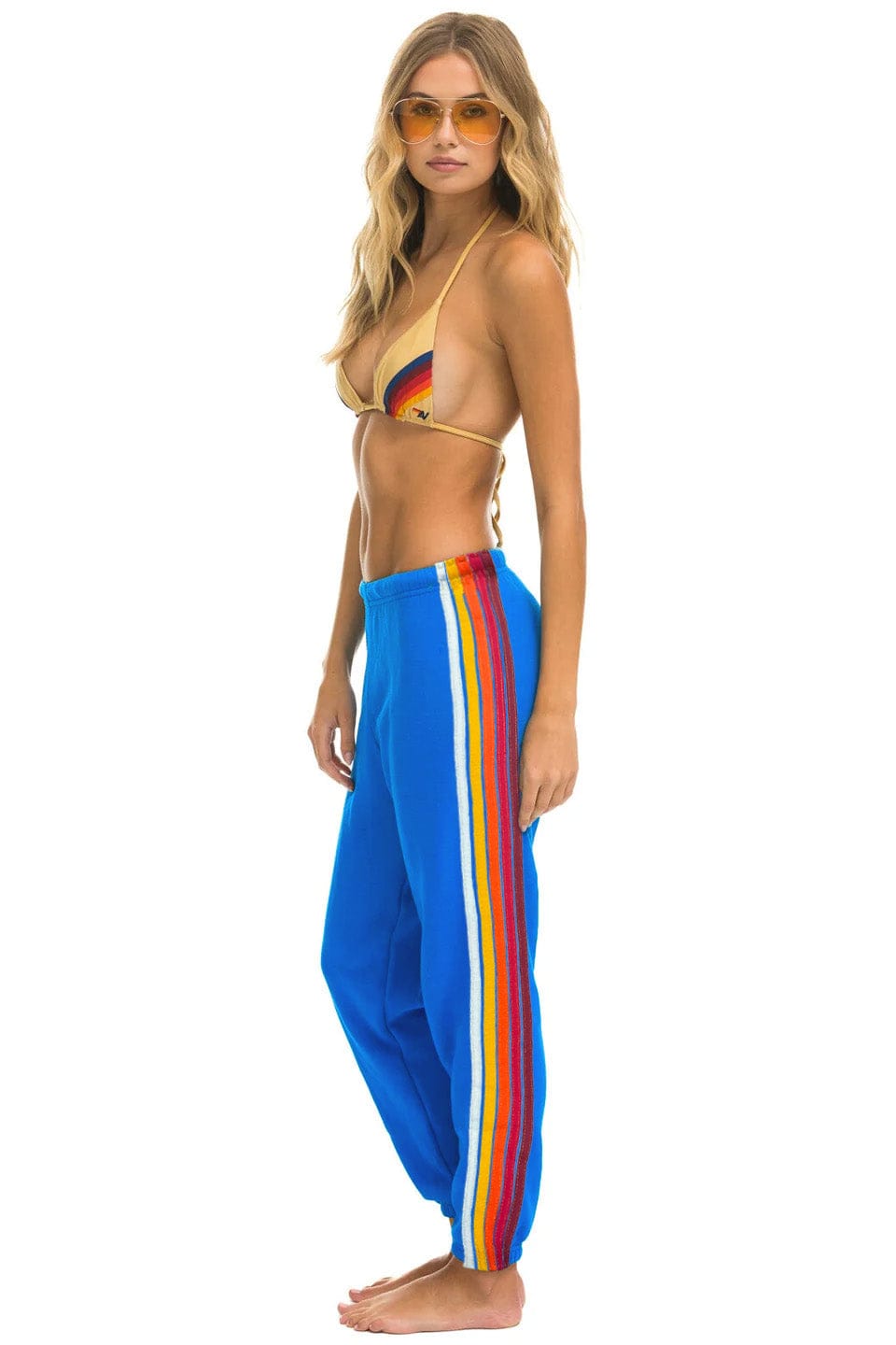 Classic 5 STRIPE SWEATPANTS - ADVENTURE BLUE RAINBOW WHITE