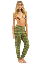 Classic 5 STRIPE SWEATPANTS - CAMO LIME AQUA