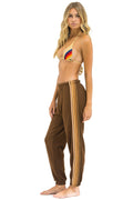 Classic 5 STRIPE SWEATPANTS - CHOCOLATE ESPRESSO