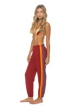 Classic 5 STRIPE SWEATPANTS - CRIMSON