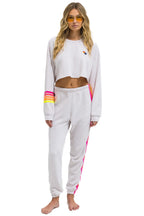 Classic 5 STRIPE SWEATPANTS - DOVE NEON