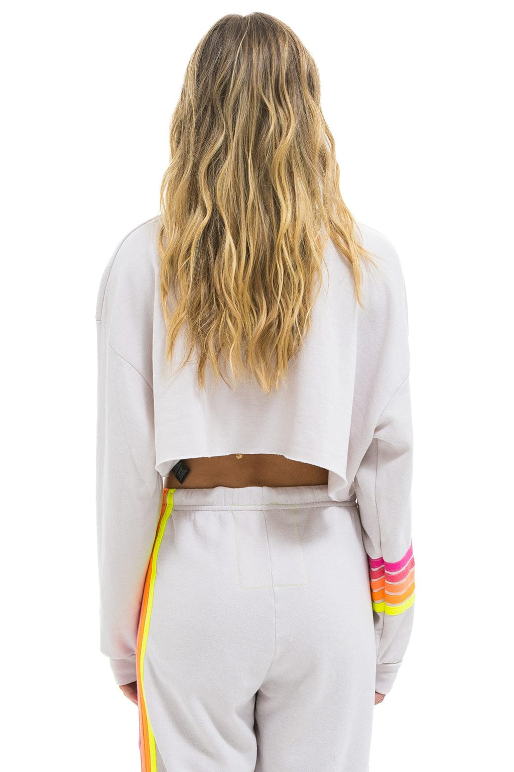 Classic RUGBY STITCH CROPPED CREW SWEATSHIRT RELAXED - DOVE GREY NEON