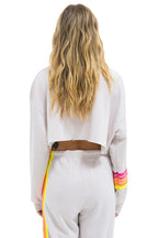 Classic RUGBY STITCH CROPPED CREW SWEATSHIRT RELAXED - DOVE GREY NEON