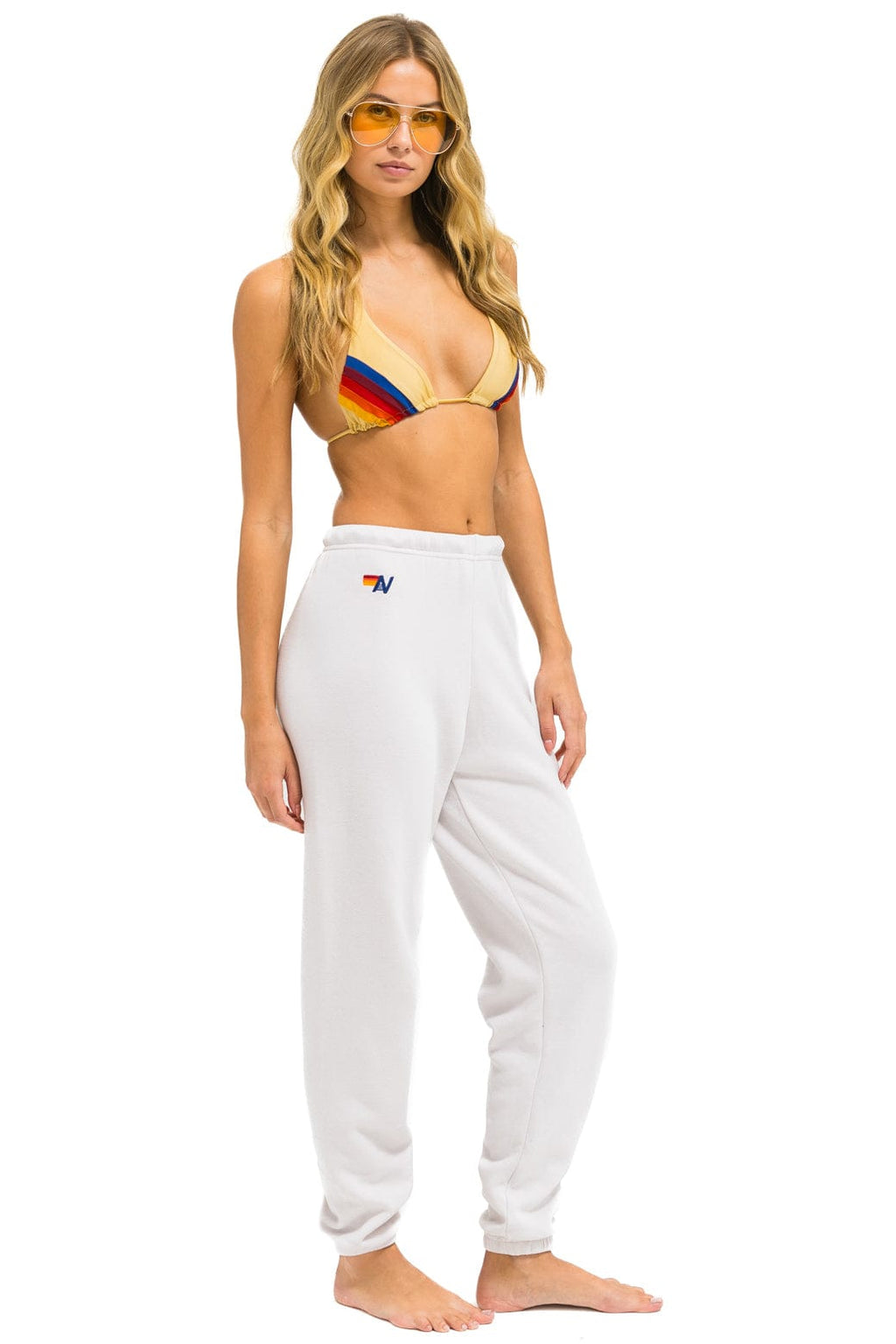 Classic 5 STRIPE SWEATPANTS - DOVE WHITE GREY