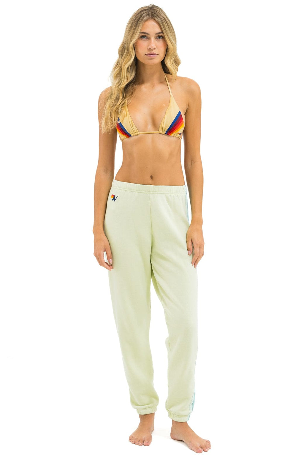 Classic 5 STRIPE SWEATPANTS - LIME CREAM SEAFOAM