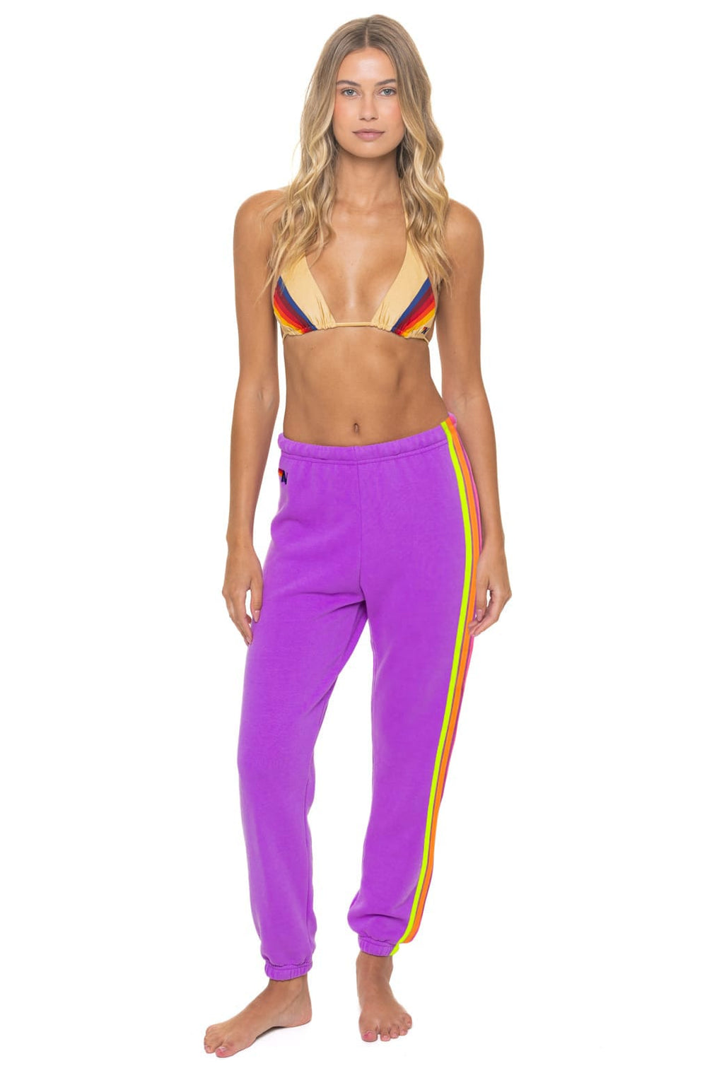 Classic 5 STRIPE SWEATPANTS - MAGENTA YELLOW BLUE