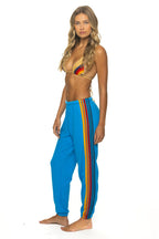 Classic 5 STRIPE SWEATPANTS - NEON BLUE