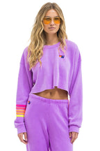 Classic RUGBY STITCH CROPPED CREW SWEATSHIRT RELAXED - NEON PURPLE NEON