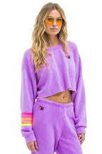 Classic RUGBY STITCH CROPPED CREW SWEATSHIRT RELAXED - NEON PURPLE NEON