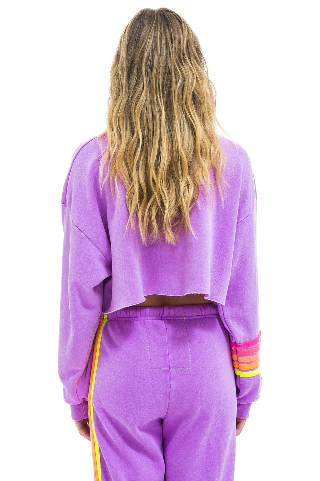 Classic RUGBY STITCH CROPPED CREW SWEATSHIRT RELAXED - NEON PURPLE NEON