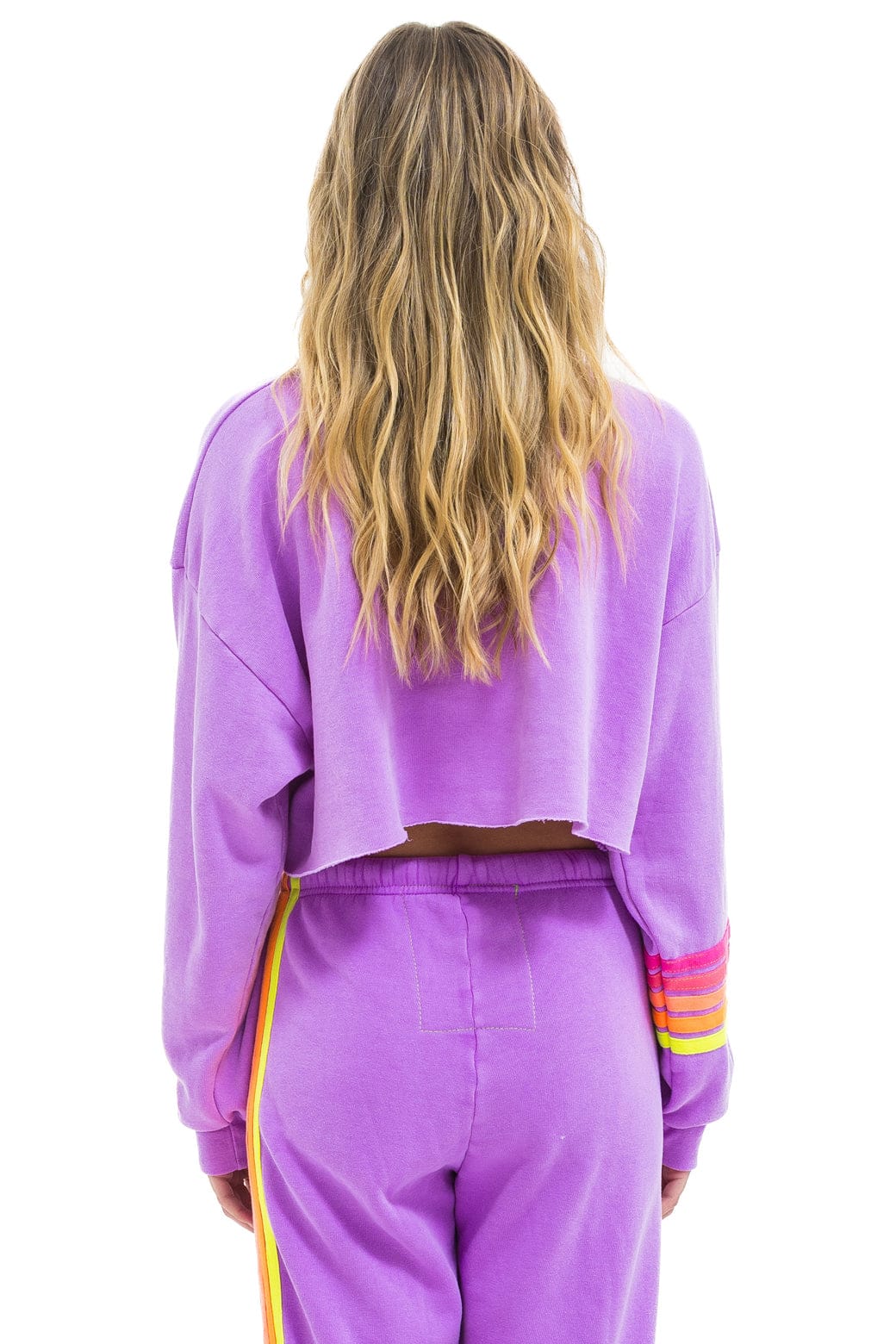 Classic RUGBY STITCH CROPPED CREW SWEATSHIRT RELAXED - NEON PURPLE NEON