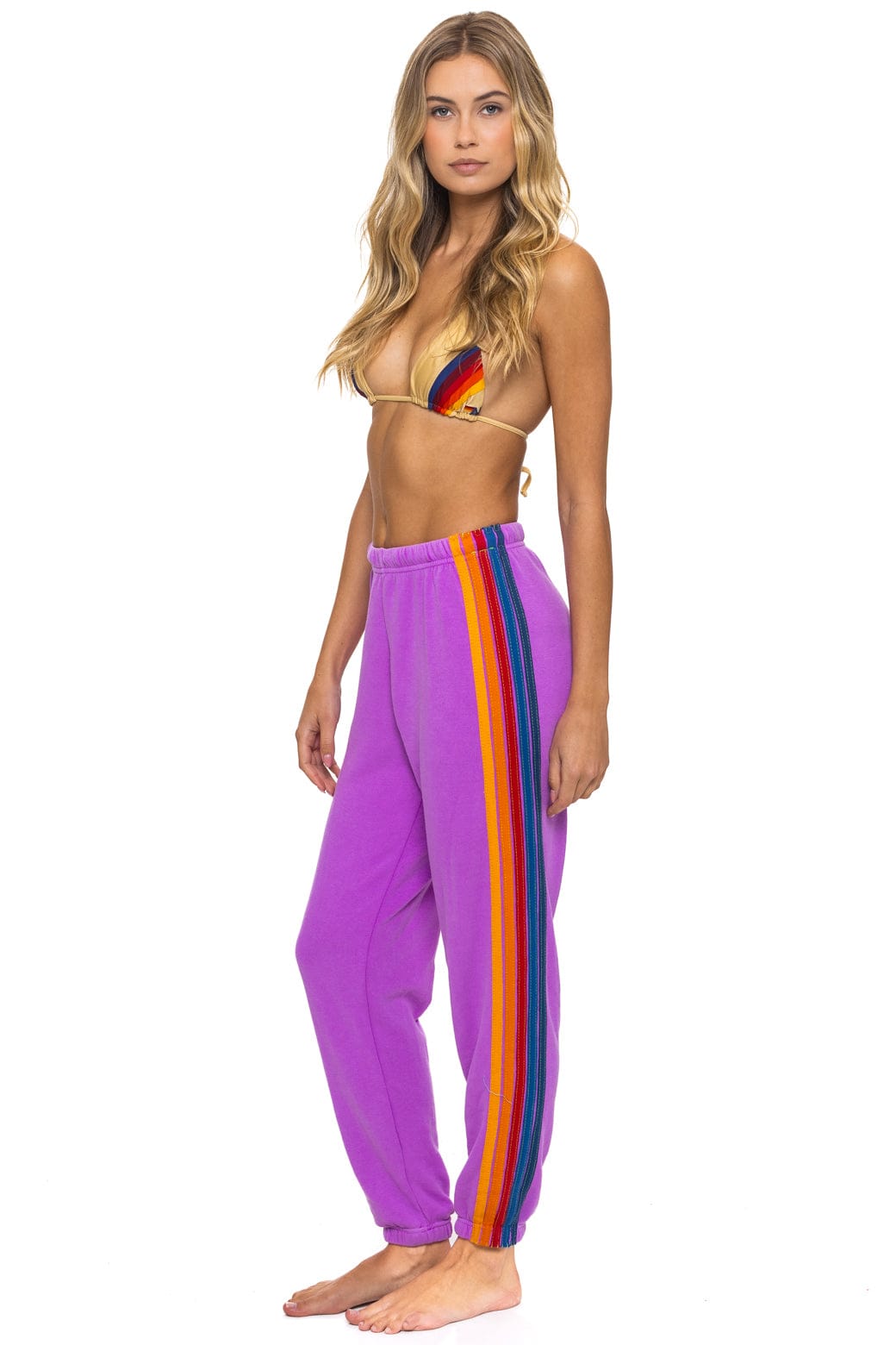 Classic 5 STRIPE SWEATPANTS - NEON PURPLE