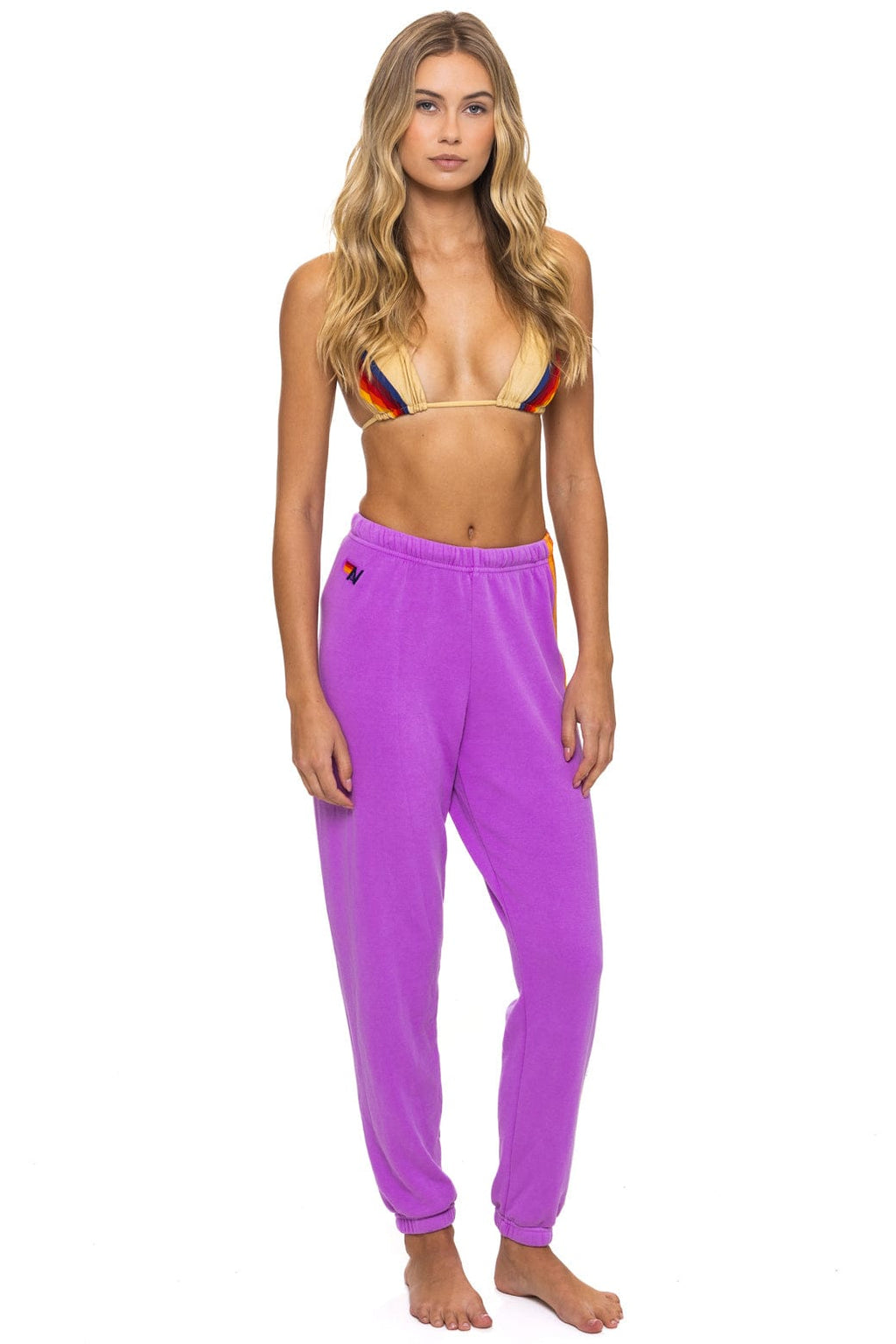 Classic 5 STRIPE SWEATPANTS - NEON PURPLE