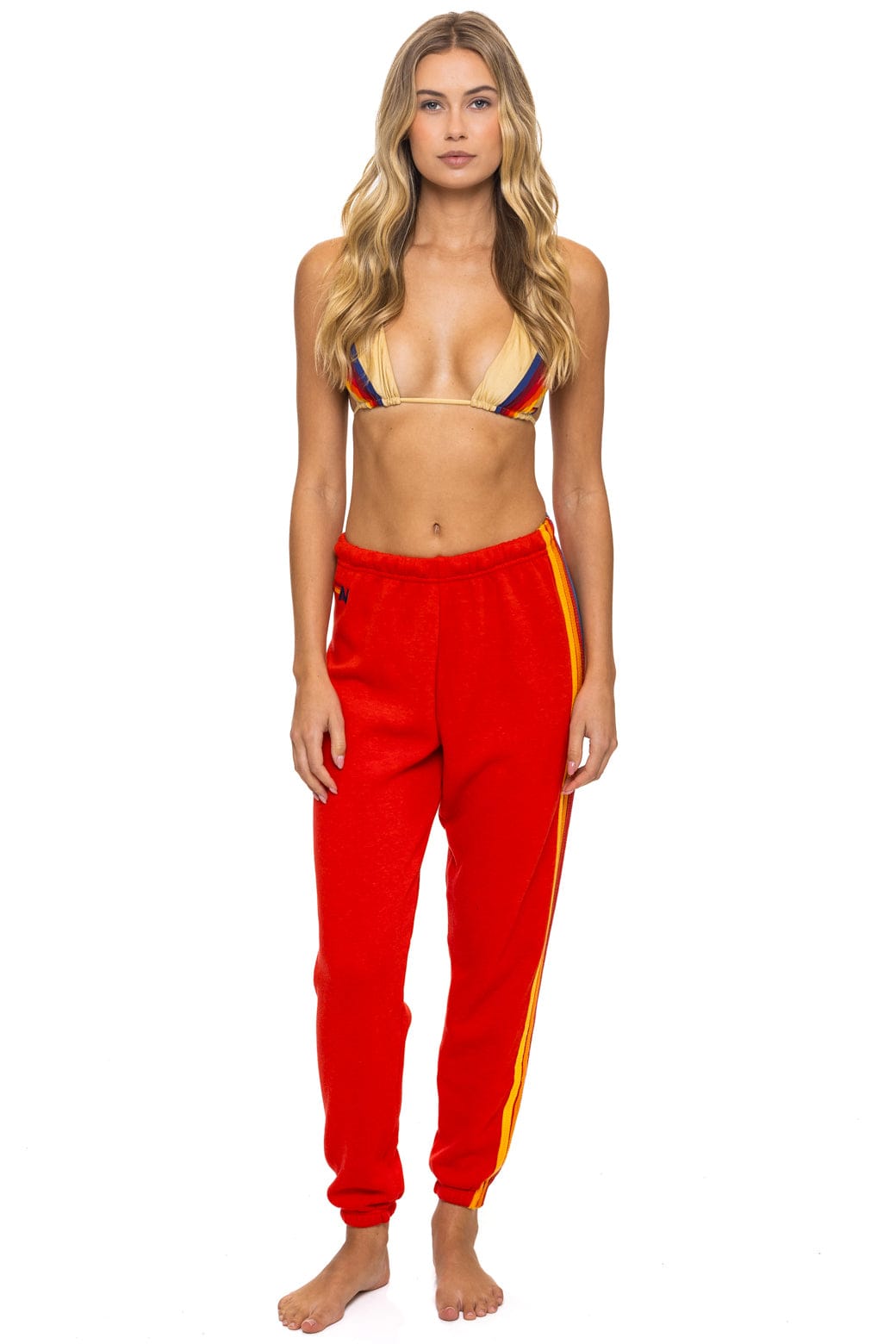 Classic 5 STRIPE SWEATPANTS - RED