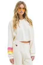 Classic RUGBY STITCH CROPPED CREW SWEATSHIRT RELAXED - VINTAGE WHITE NEON