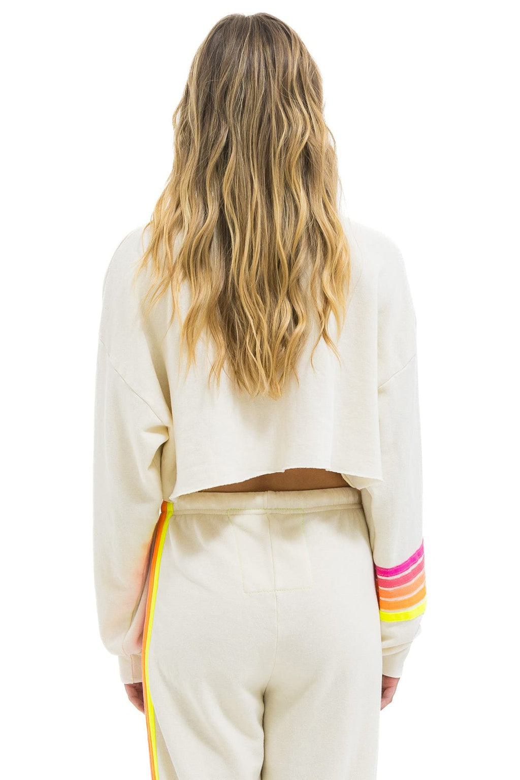 Classic RUGBY STITCH CROPPED CREW SWEATSHIRT RELAXED - VINTAGE WHITE NEON