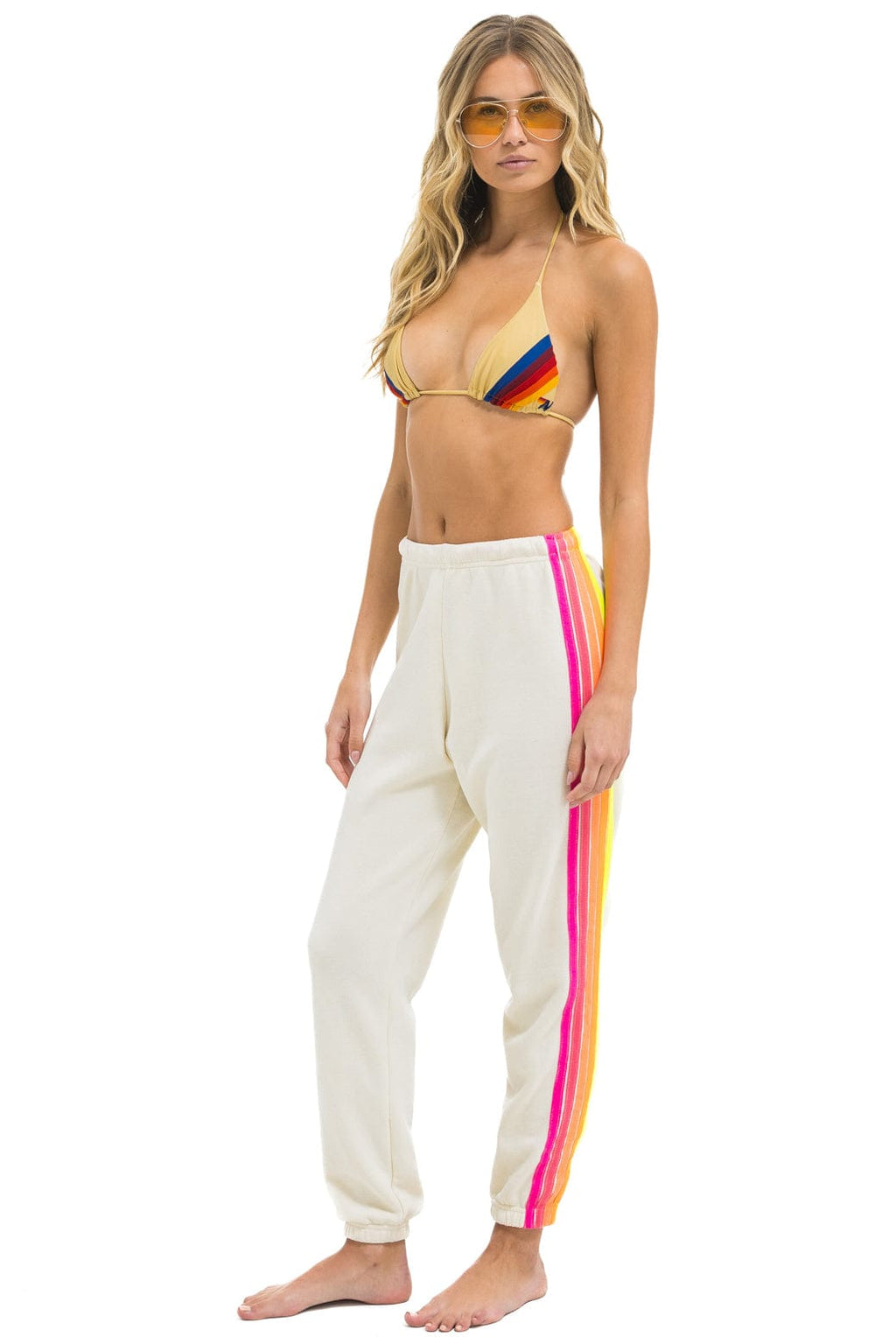 Classic 5 STRIPE SWEATPANTS - VINTAGE WHITE NEON