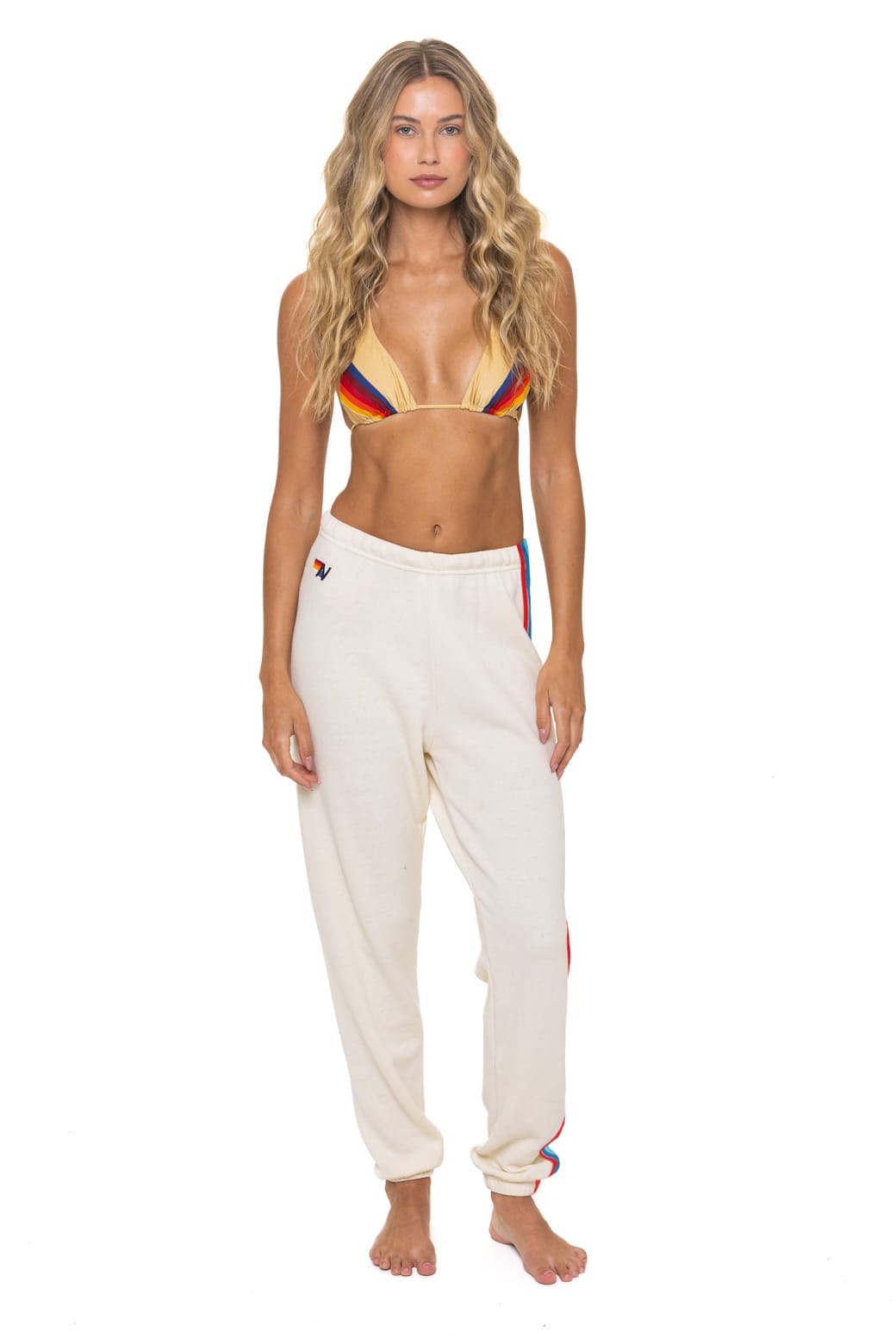 Classic WOMENS 5 STRIPE AMERICA SWEATPANTS - VINTAGE WHITE USA