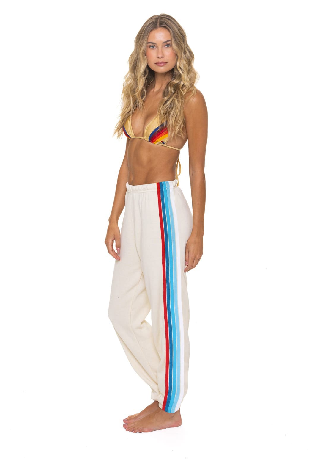 Classic WOMENS 5 STRIPE AMERICA SWEATPANTS - VINTAGE WHITE USA