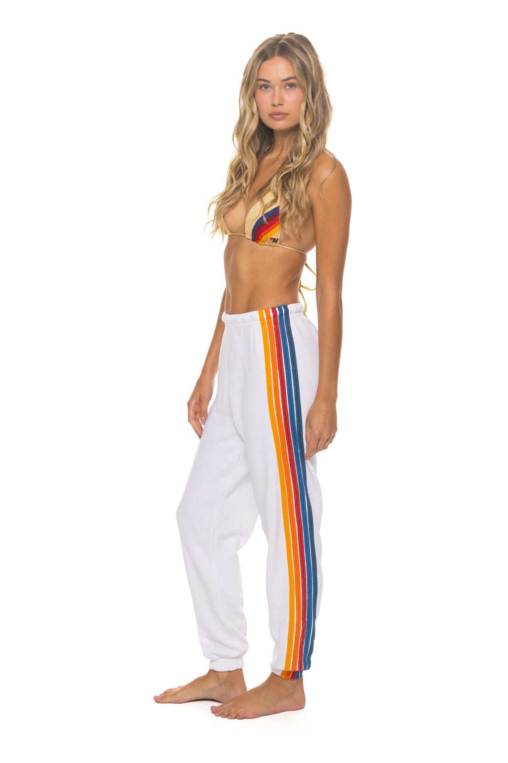 Classic 5 STRIPE SWEATPANTS - WHITE