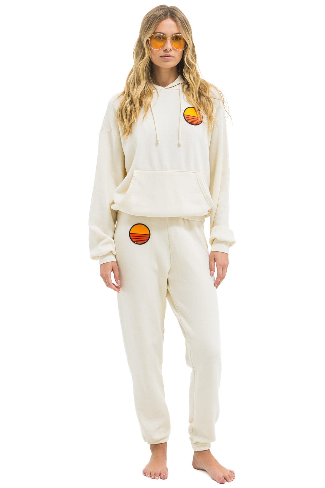 Classic SUNSET PATCH PULLOVER RELAXED HOODIE - VINTAGE WHITE